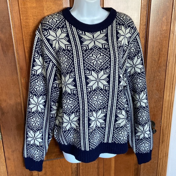 Vintage Steep Slopes Knit Ski Sweater Blue White Size Large Ski Outdoor - Picture 2 of 8